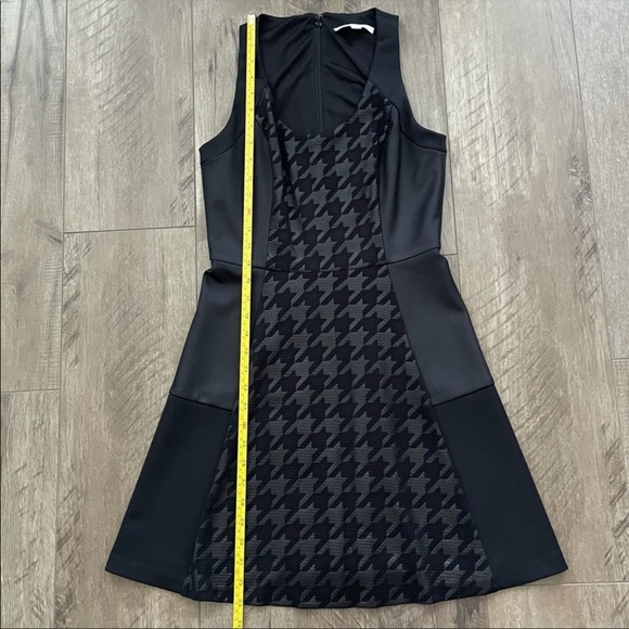 EUC Piperlime Houndstooth Faux Leather Black Dress Size 2 - Picture 3 of 11